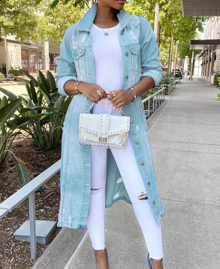 Veste femme boutonnée – Coupe oversize – Style décontracté – Longueur mi-cuisse