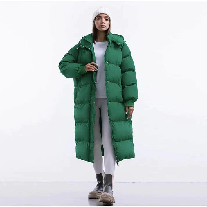 Manteau long femme – Doudoune oversize – Matelassée chaude – Col montant zippé