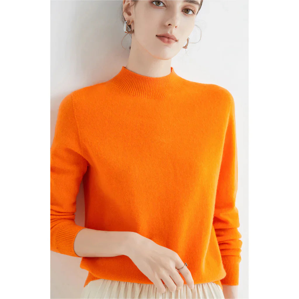 Pull femme – Coupe décontractée – Laine douce – Col rond côtelé – Manches longues