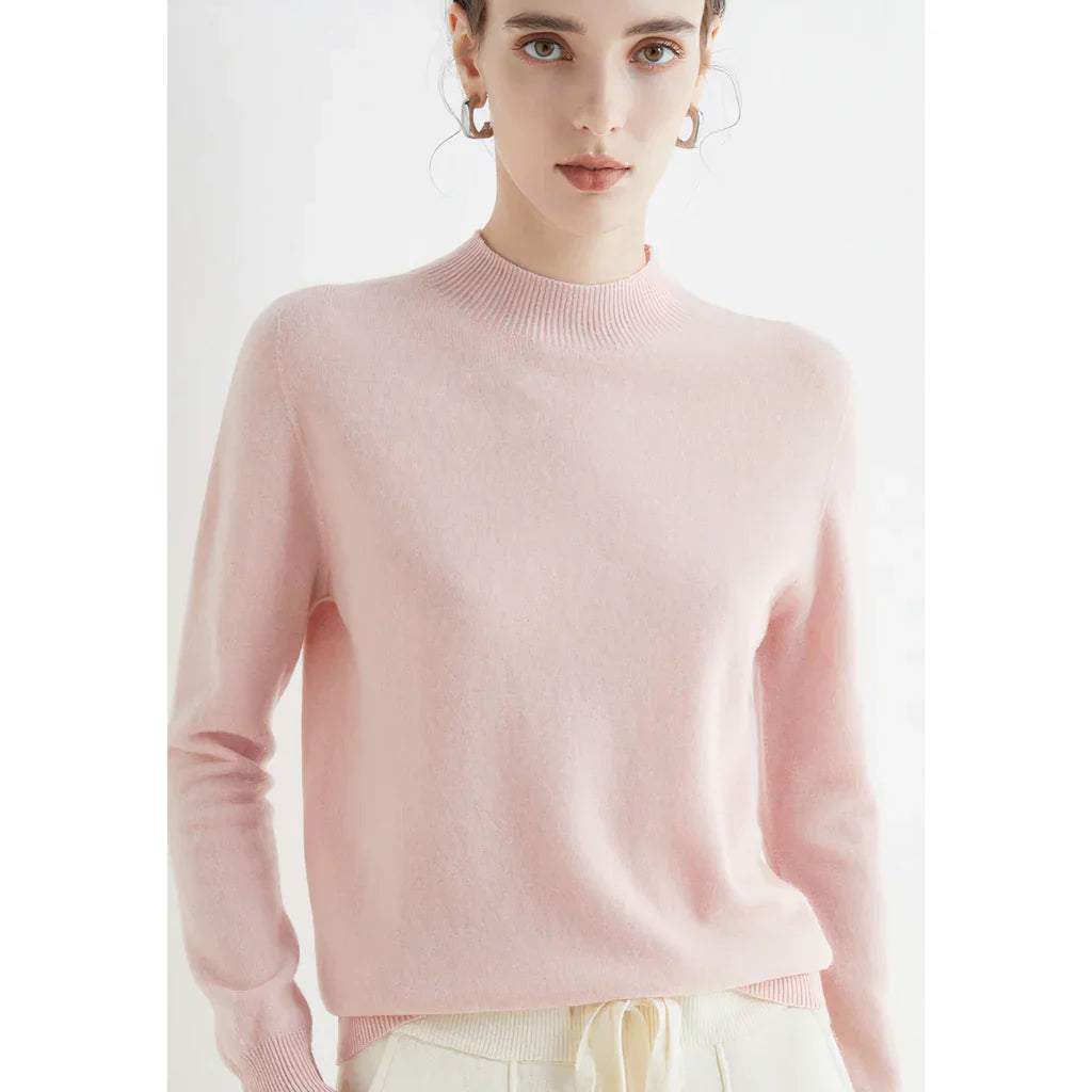 Pull femme – Coupe décontractée – Laine douce – Col rond côtelé – Manches longues