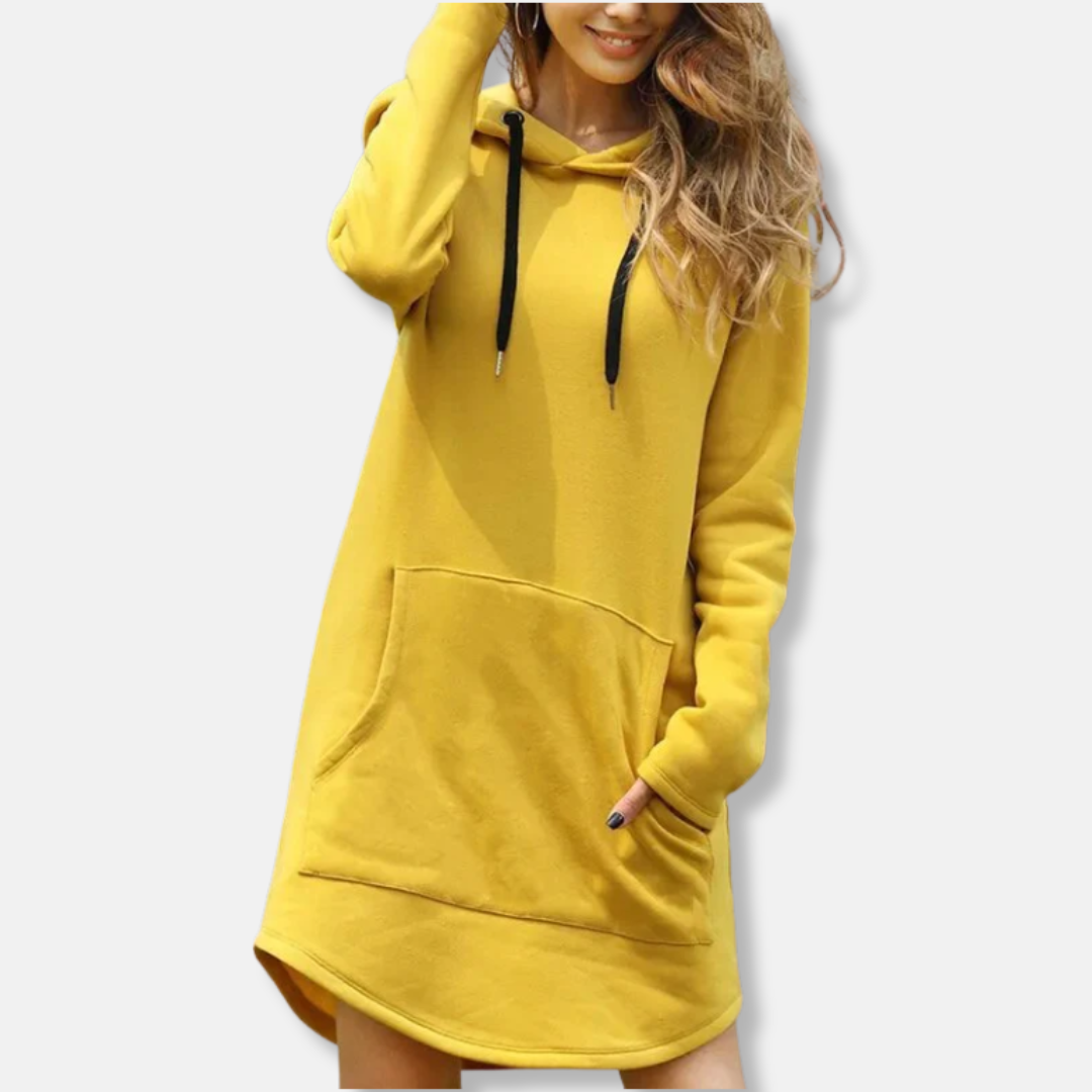 Robe sweat femme – coupe décontractée – coton doux – manches longues avec capuche