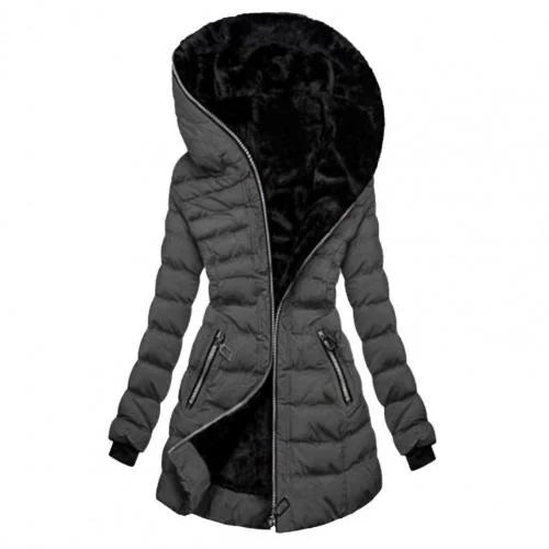 Veste matelassée femme – Coupe droite – Doublure chaude – Capuche – Longueur mi-cuisse