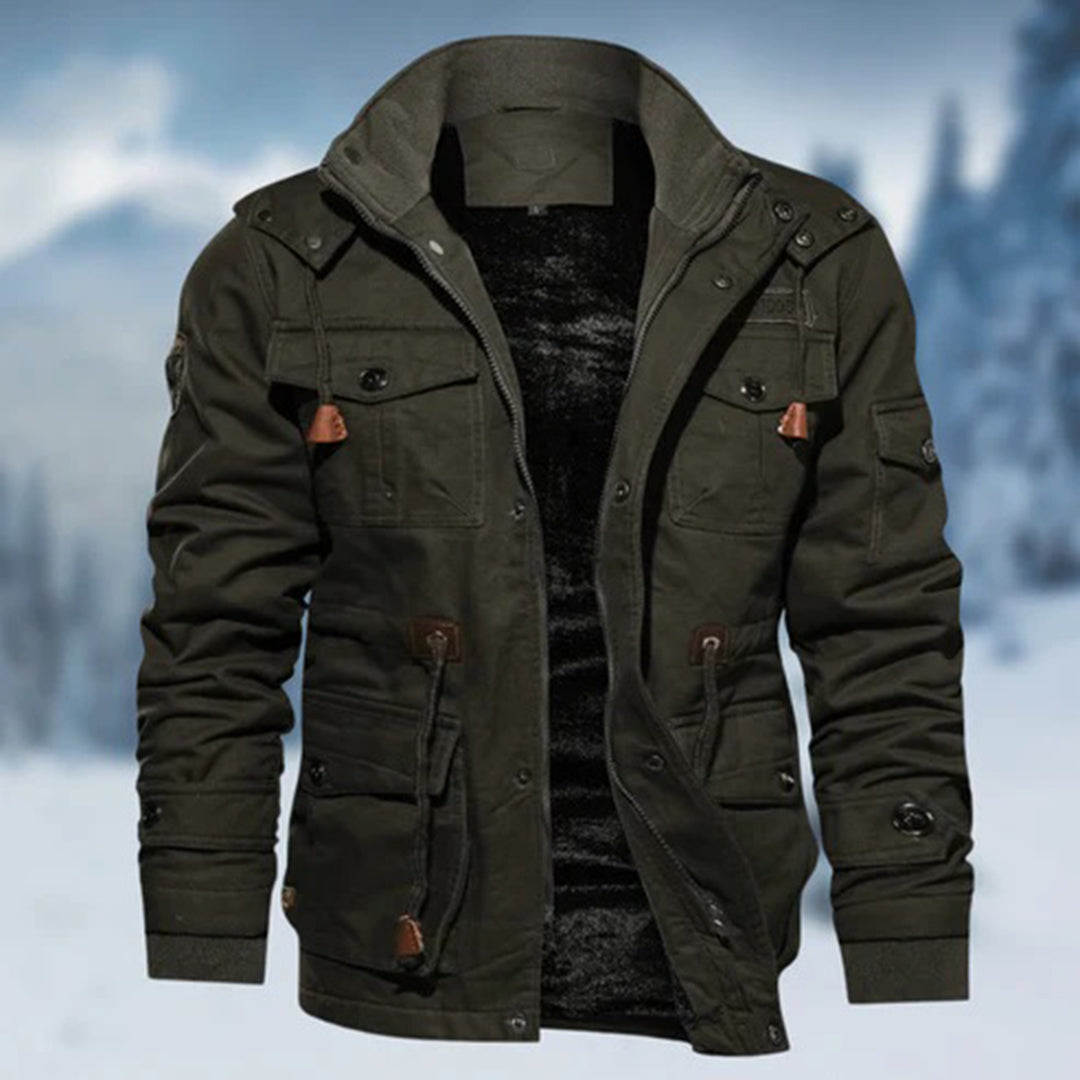 Veste homme – Coupe ajustée – Coton respirant – Col montant et multiples poches