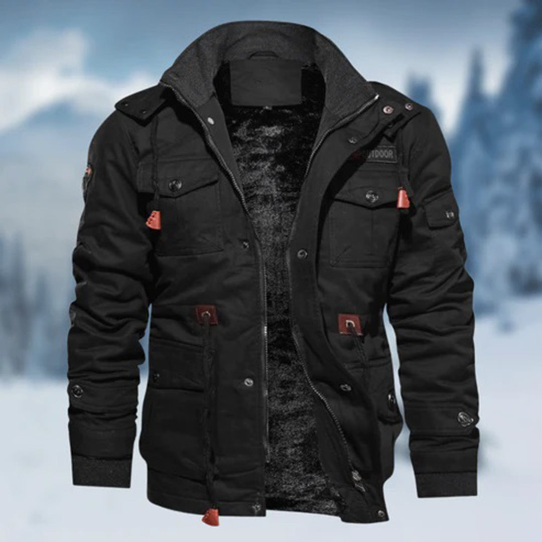 Veste homme – Coupe ajustée – Coton respirant – Col montant et multiples poches