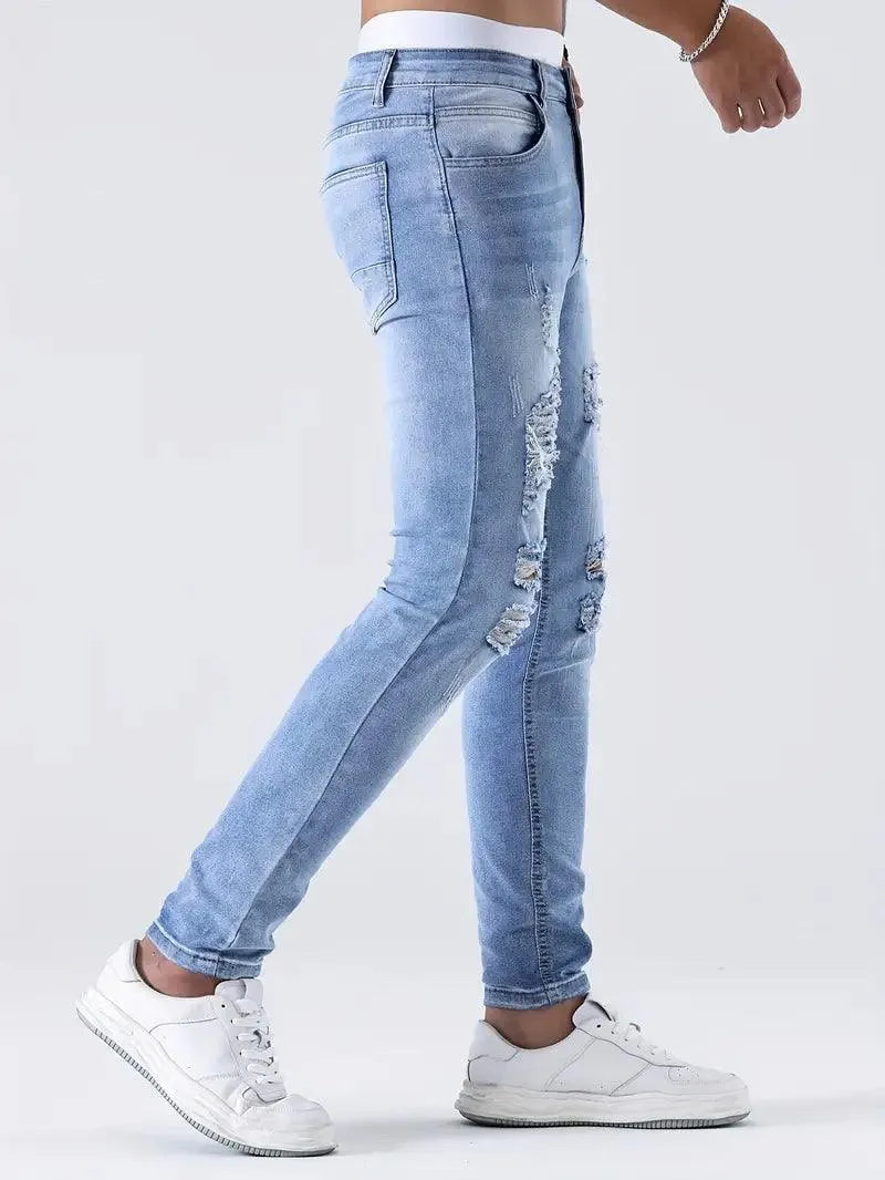 Jean Skinny Homme - Denim Haute Qualité - Effet Usé - Coupe Ajustée Confort Stretch