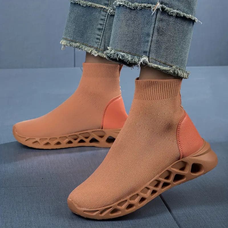 Baskets Chaussettes Femme - Tissu Stretch Respirant - Semelle Confort Antidérapante