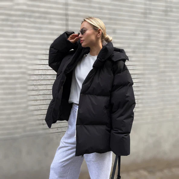 Veste matelassée femme – Coupe oversize – Capuche – Déperlante – Longueur mi-cuisse