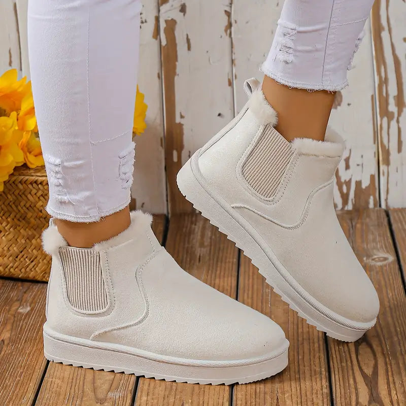 Bottes de neige thermiques en peluche tendance - Chaussons confortables