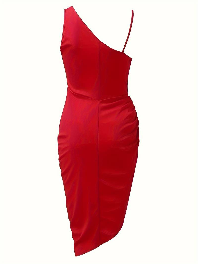 Robe Femme – Asymétrique à Une Épaule – Paillettes Élégantes – Fendue Soirée