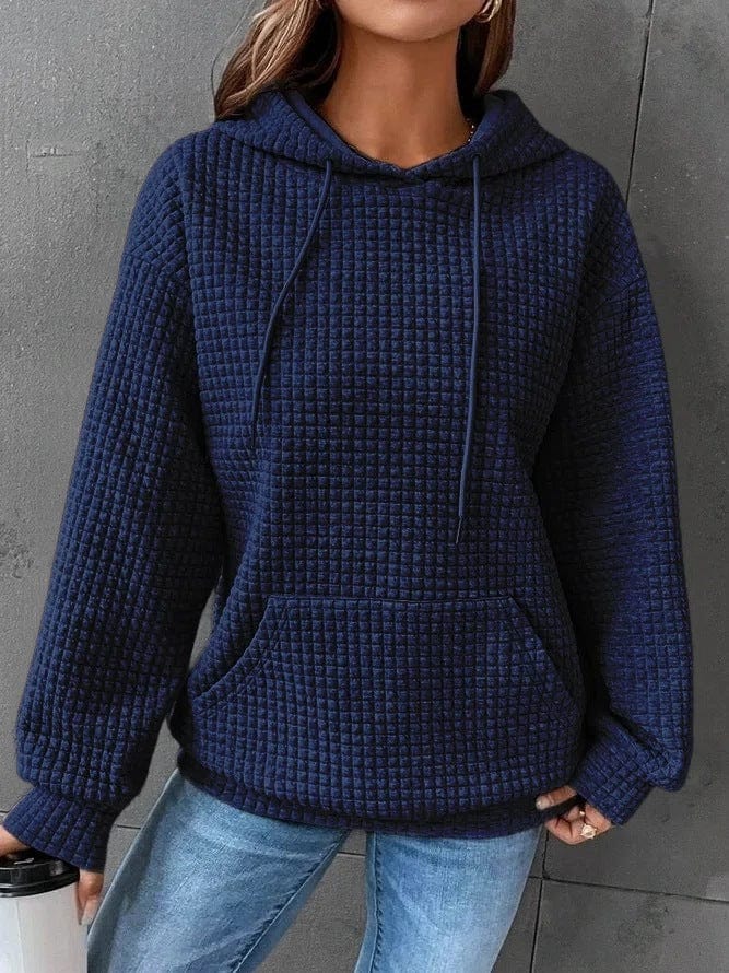 Sweat à capuche matelassé femme – Coupe décontractée – Poche kangourou – Coton doux