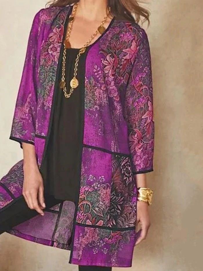 Blouse tunique femme – Coupe fluide – Tissu respirant – Manches 3/4 – Imprimé élégant