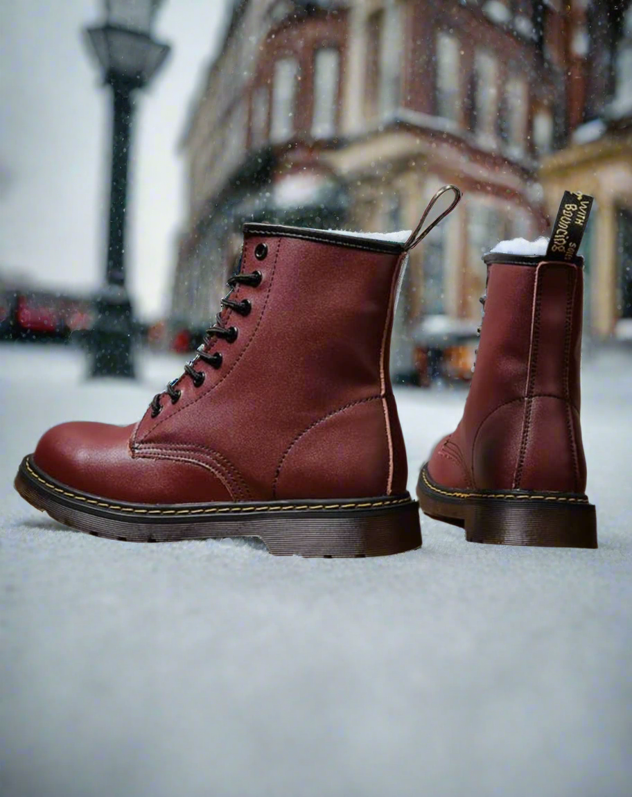 Bottes montantes femme - Cuir véritable - Lacets - Semelle robuste antidérapante