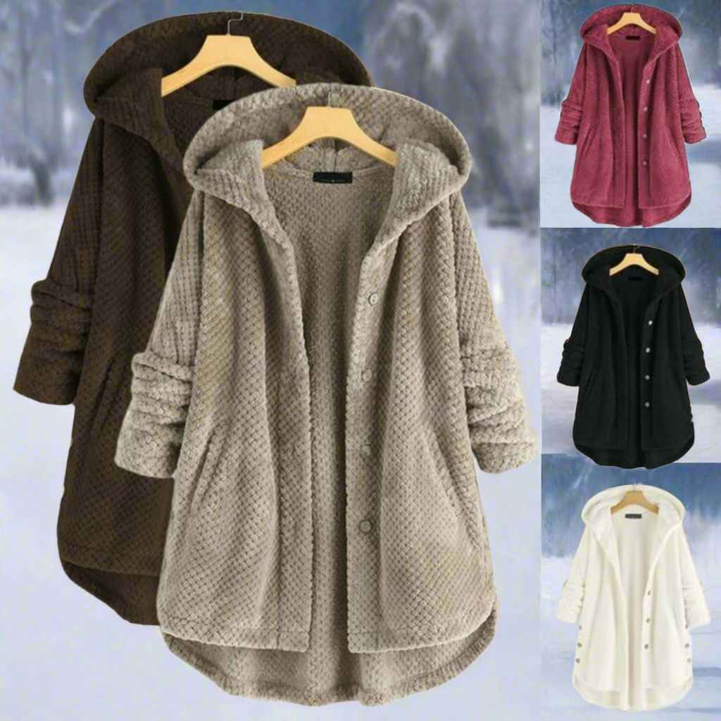 Veste polaire mi-longue chic, chaude et polyvalente pour femme