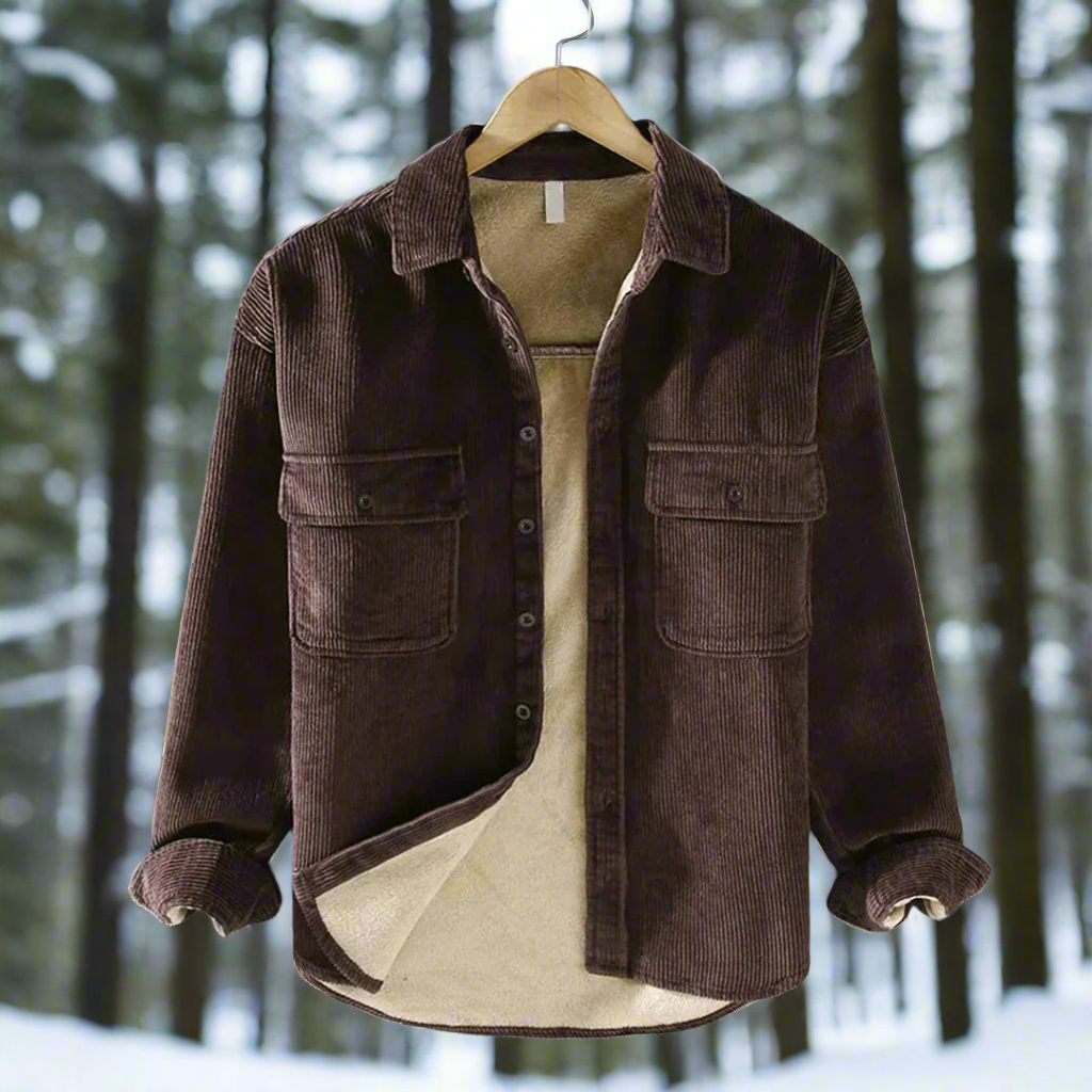 Chemise d'hiver en velours côtelé élégante, confortable et polyvalente pour homme.