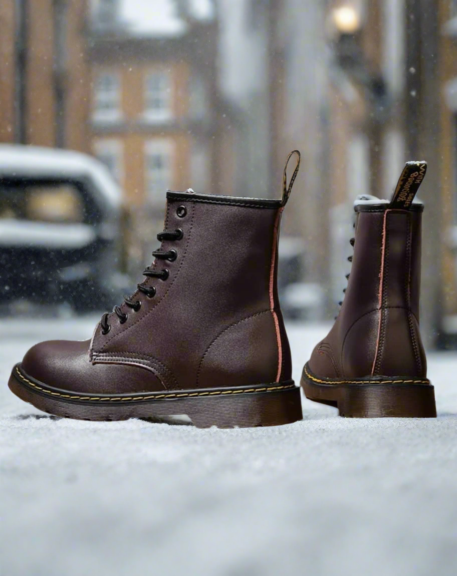 Bottes montantes femme - Cuir véritable - Lacets - Semelle robuste antidérapante
