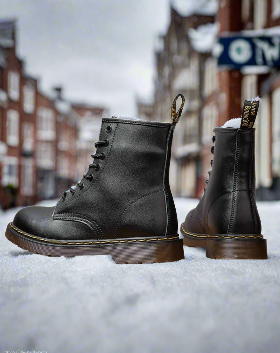 Bottes montantes femme - Cuir véritable - Lacets - Semelle robuste antidérapante