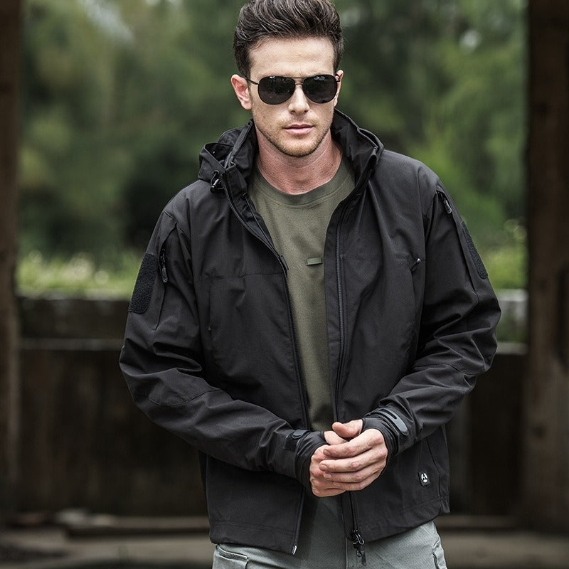 Veste softshell homme – Coupe ajustée – Imperméable – Capuche – Multipoche – Zippée
