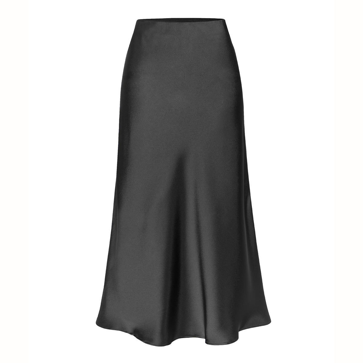 Jupe midi élégante en satin taille haute pour femme