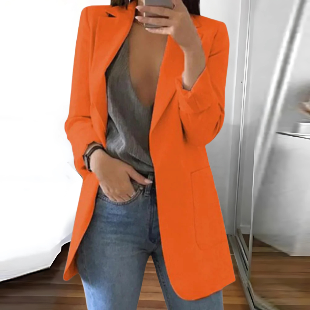 Veste femme – Coupe cintrée – Revers cranté – Fermeture à un bouton – Tissu structuré