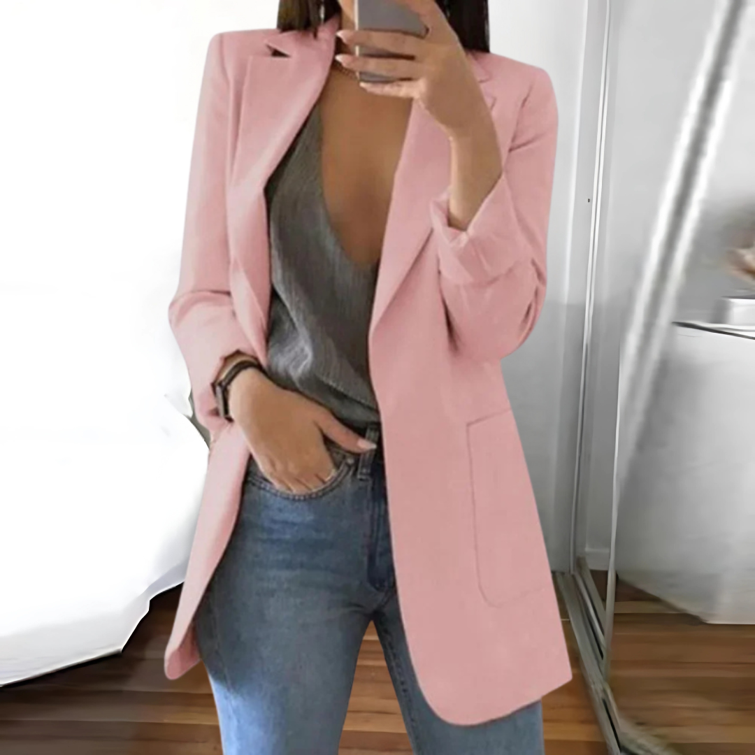 Veste femme – Coupe cintrée – Revers cranté – Fermeture à un bouton – Tissu structuré