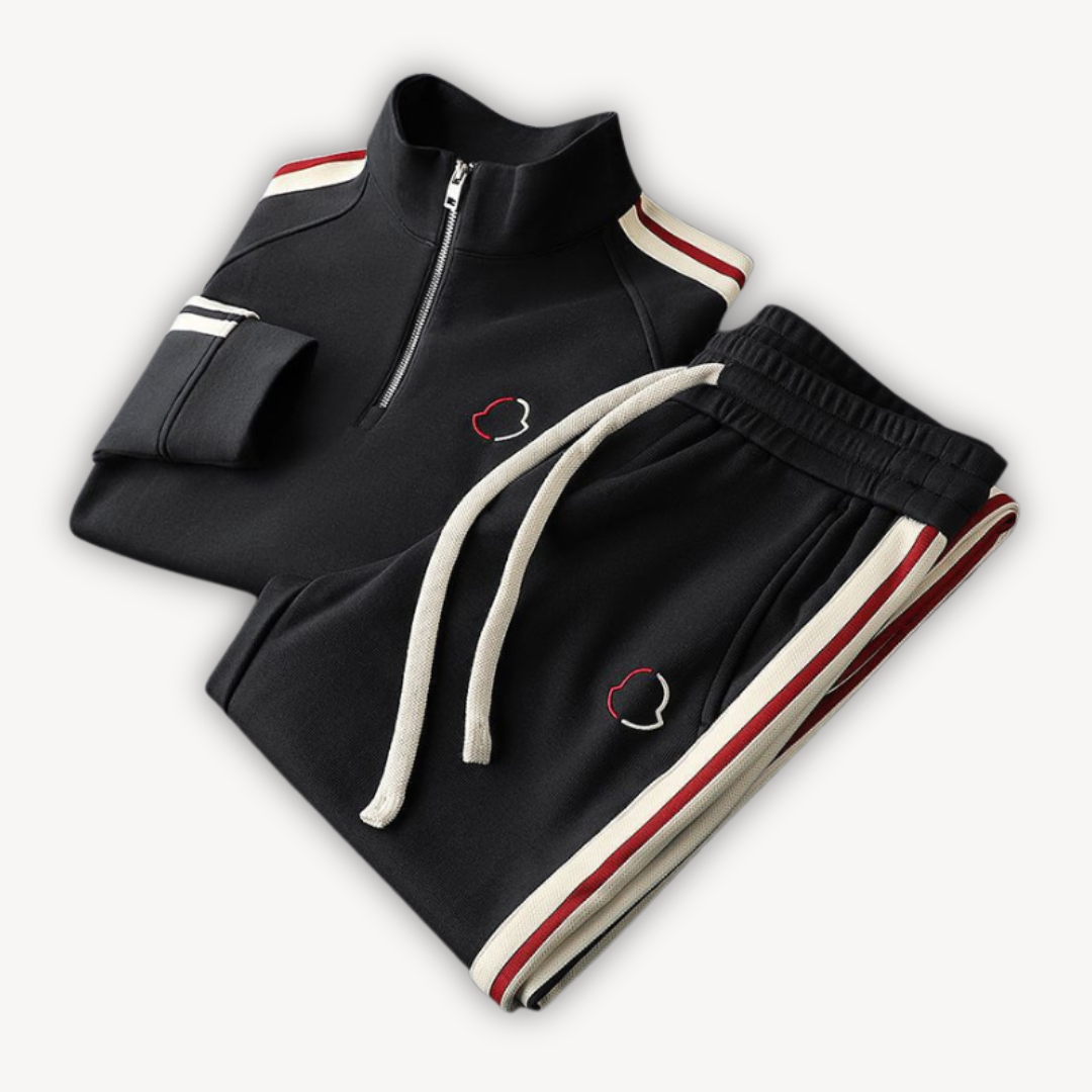 Survêtement homme – Coupe standard – Tissu respirant – Zip intégral – Détail rayé