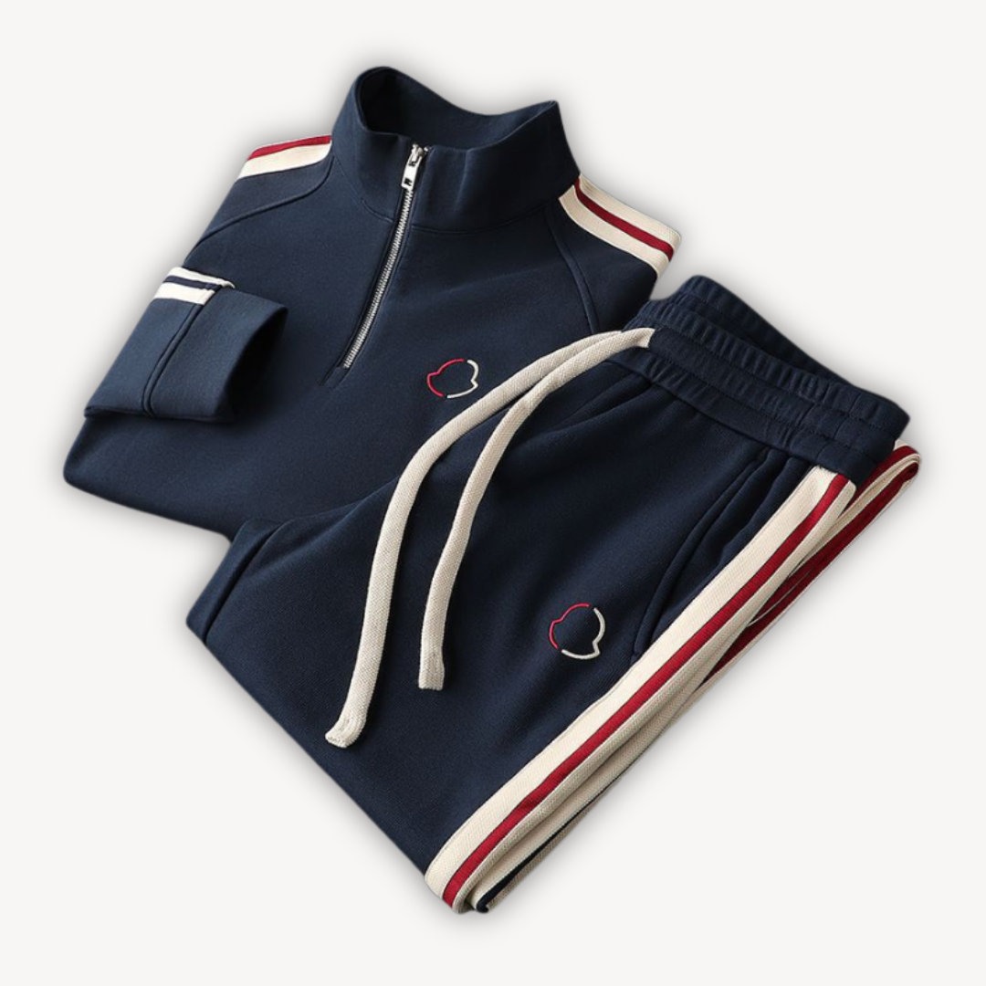 Survêtement homme – Coupe standard – Tissu respirant – Zip intégral – Détail rayé
