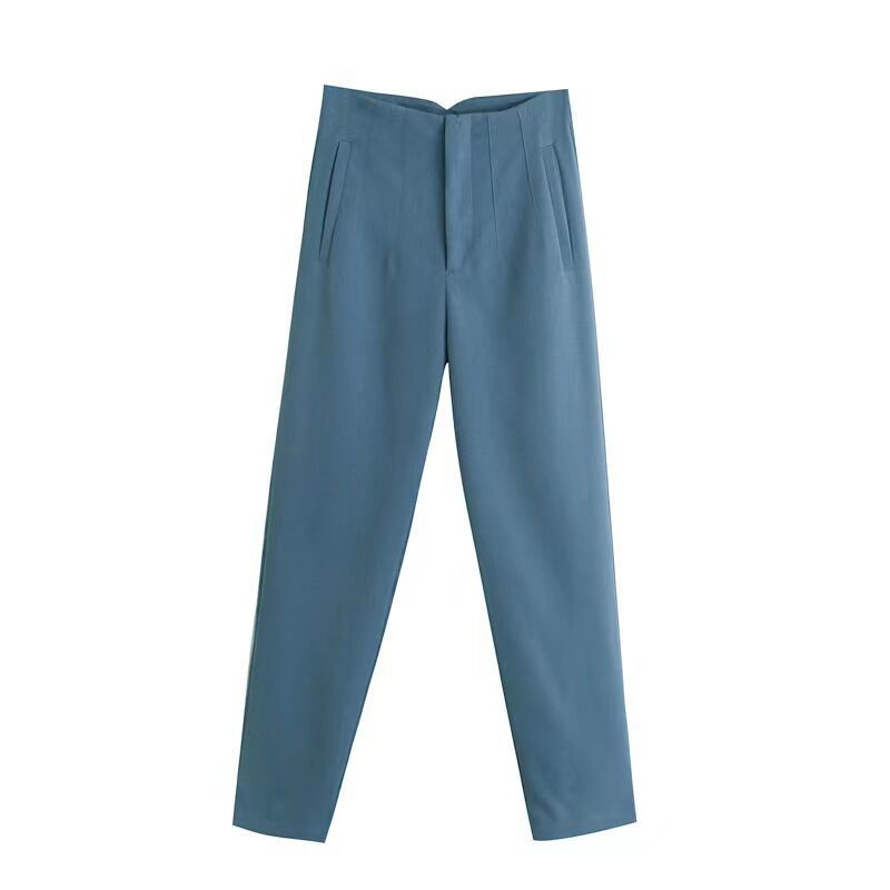 Pantalon Femme - Taille Haute - Coupe Ajustée - Pinces Élégantes - Tissu Léger Respirant