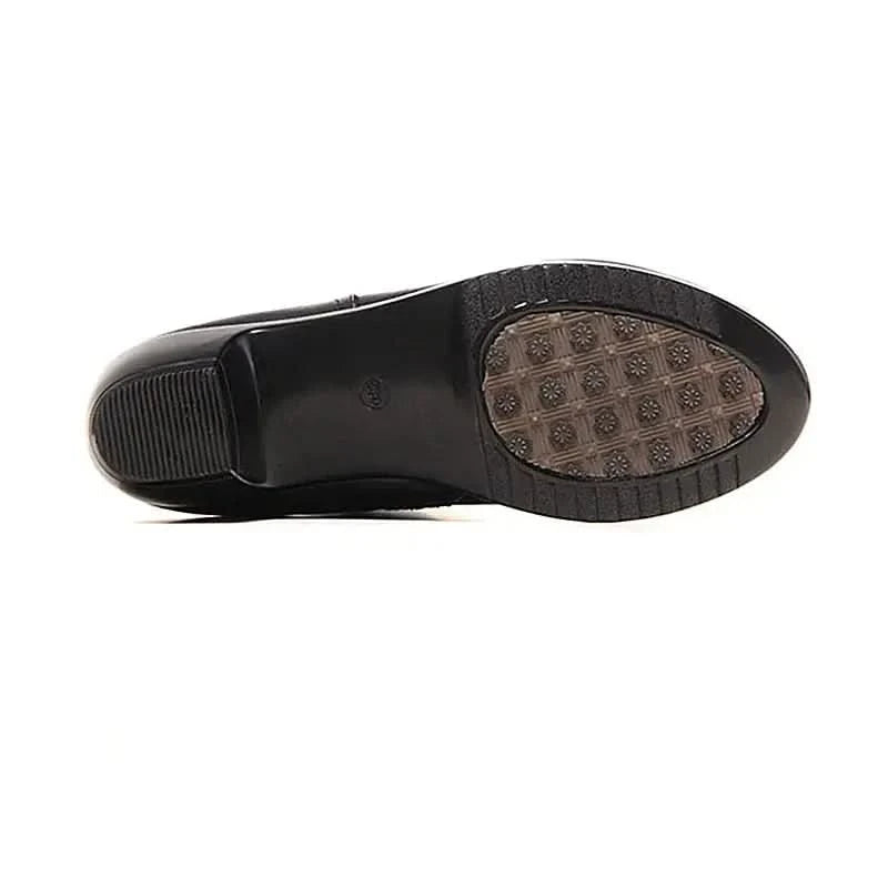 Bottes Femme - Cuir Élégant - Talon Bas Confortable - Fermeture Éclair Pratique