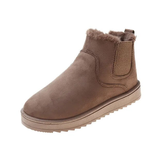 Bottes de neige thermiques en peluche tendance - Chaussons confortables