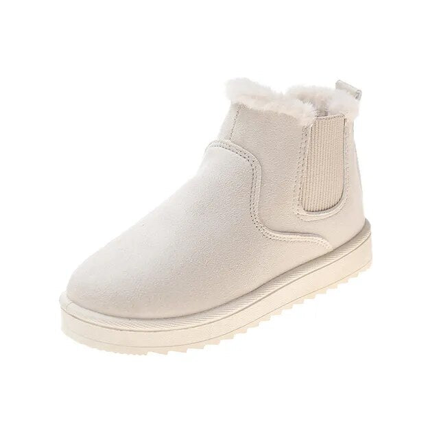 Bottes de neige thermiques en peluche tendance - Chaussons confortables