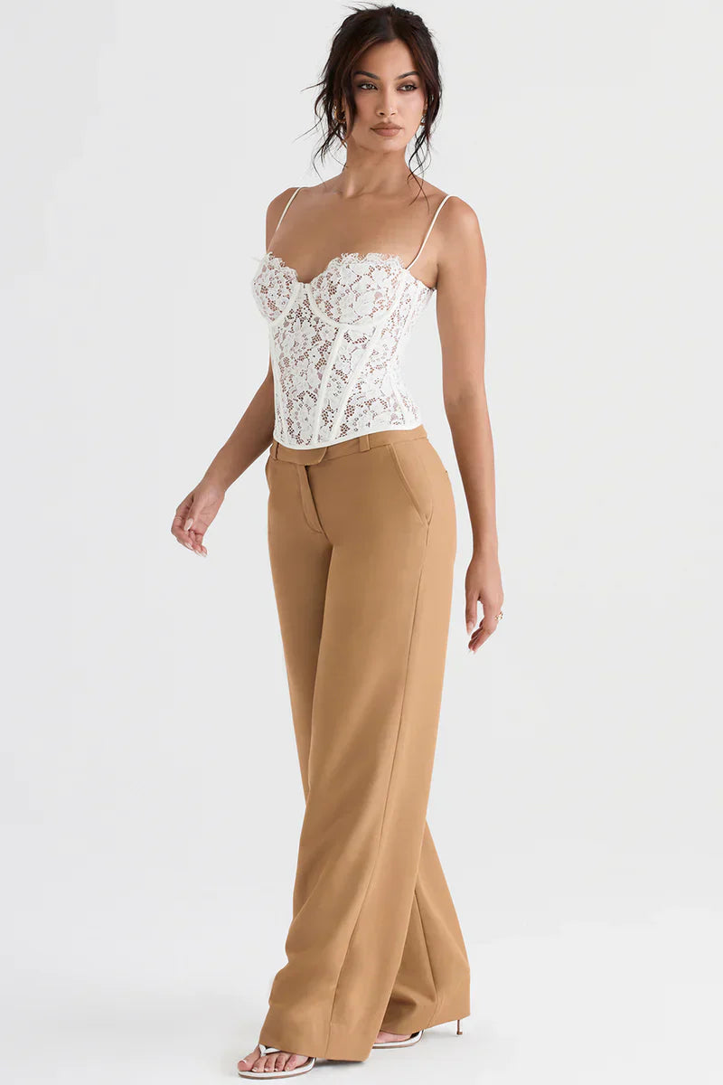 Top Corset Femme - Dentelle Élégante - Col Cœur - Bretelles Fines Ajustables