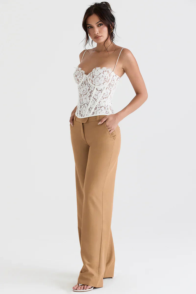 Top Corset Femme - Dentelle Élégante - Col Cœur - Bretelles Fines Ajustables