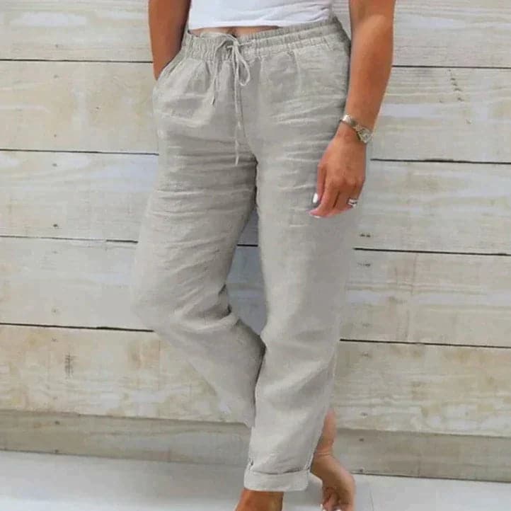 Pantalon Femme - 100% Coton - Taille Élastique - Confortable et Décontracté