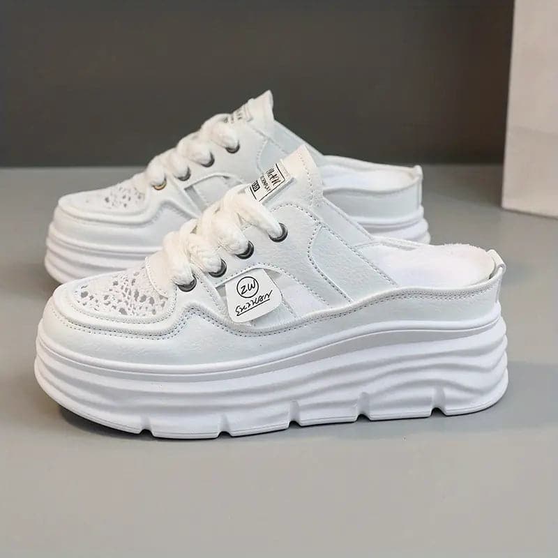 Baskets Mules Femme - Semelle Plateforme - Slip-On Confortable - Style Sport Chic