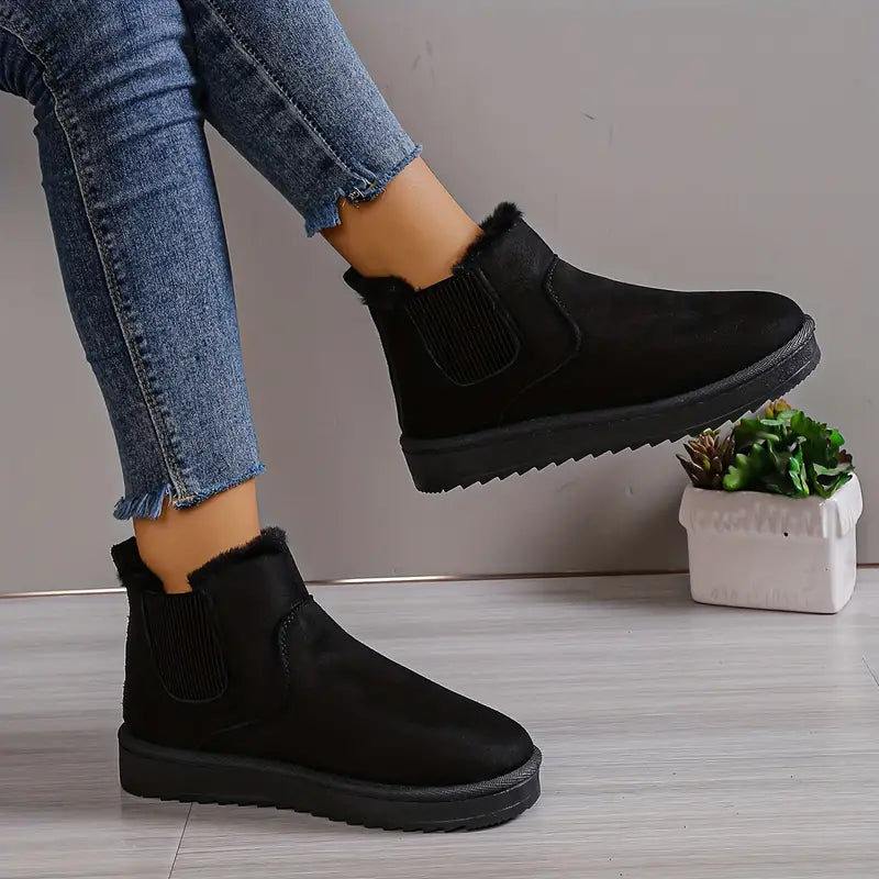 Bottes de neige thermiques en peluche tendance - Chaussons confortables