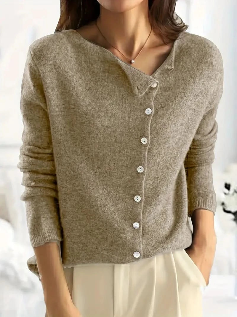 Eleganter bequemer Zopfmusterpullover mit Reißverschluss für Damen