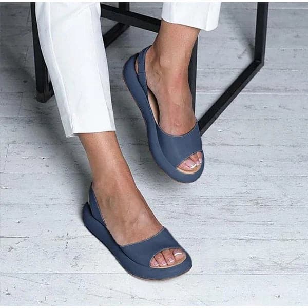 Sandales Slingback Femme - Confort Semelle Plate - Bout Ouvert - Élégantes et Décontractées