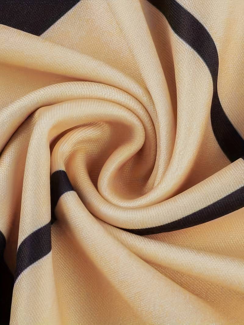 Robe Midi Femme – Cintrée – Manches Longues – Décolleté V – Motif Géométrique