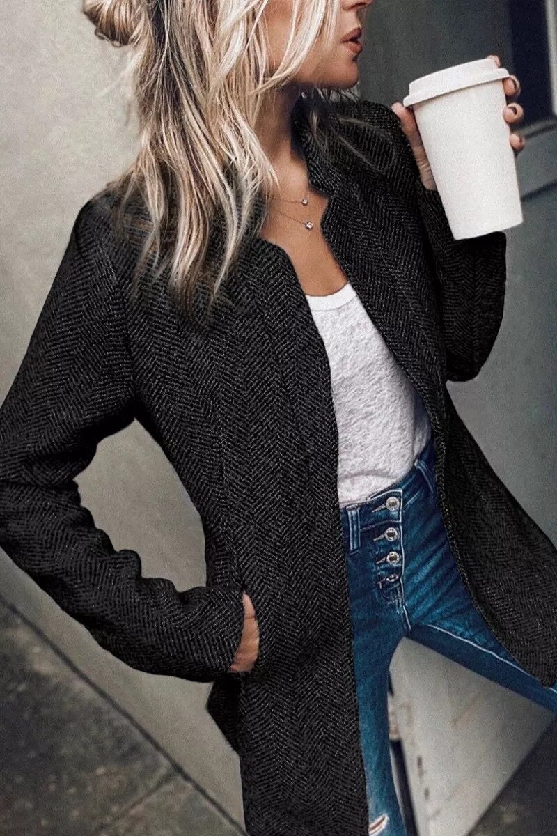 Veste femme en tweed – Coupe cintrée – Motif texturé – Ouverture sans fermeture