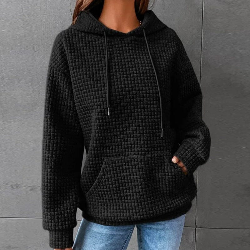 Sweat à capuche matelassé femme – Coupe décontractée – Poche kangourou – Coton doux