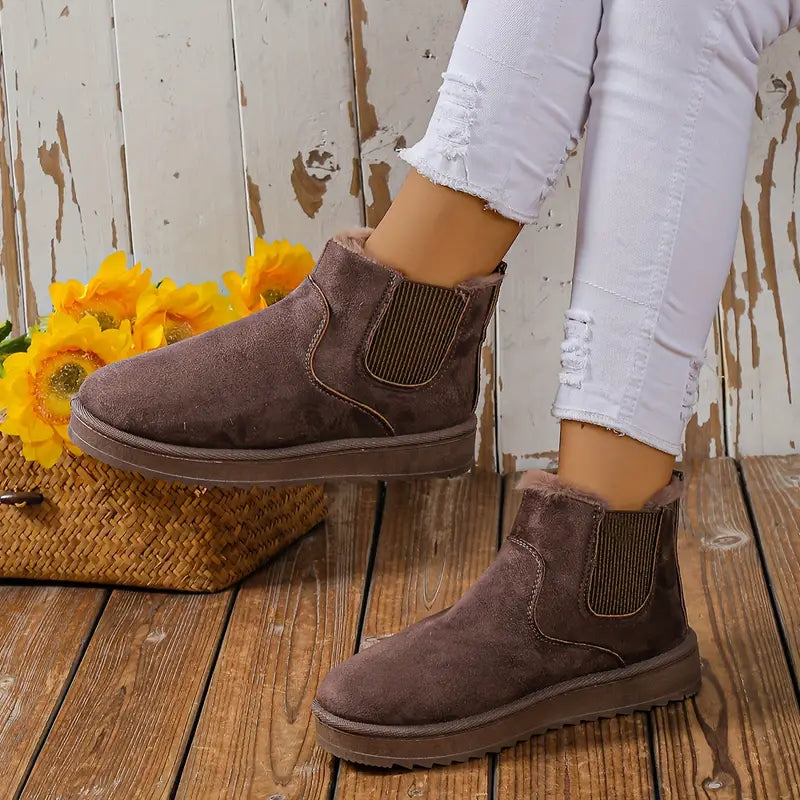 Bottes de neige thermiques en peluche tendance - Chaussons confortables