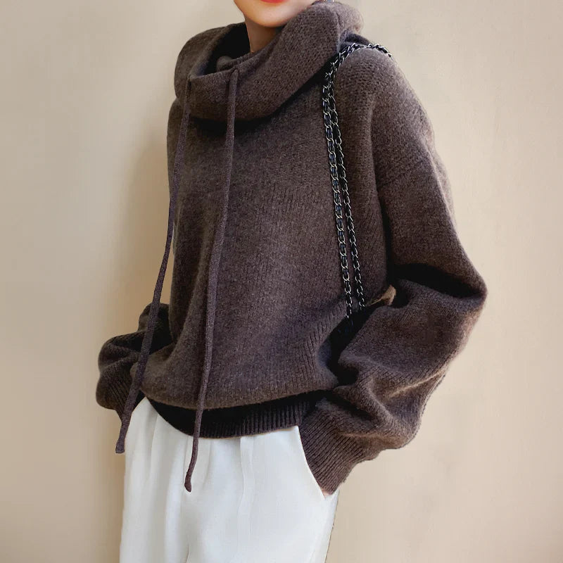 Pull Femme – Col Roulé – Laine – Coupe Oversize – Côtelé – Style Décontracté