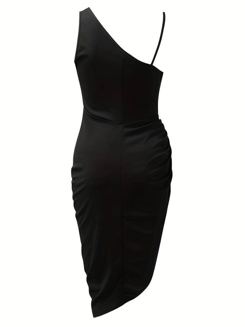 Robe Femme – Asymétrique à Une Épaule – Paillettes Élégantes – Fendue Soirée