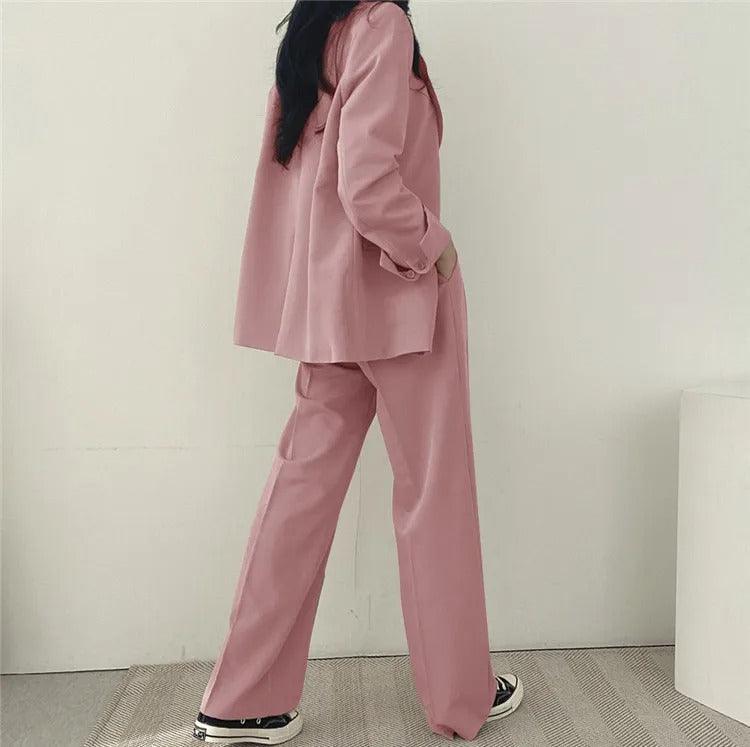 Blazer tailleur élégant et pantalon droit pour femmes - Style raffiné et confortable