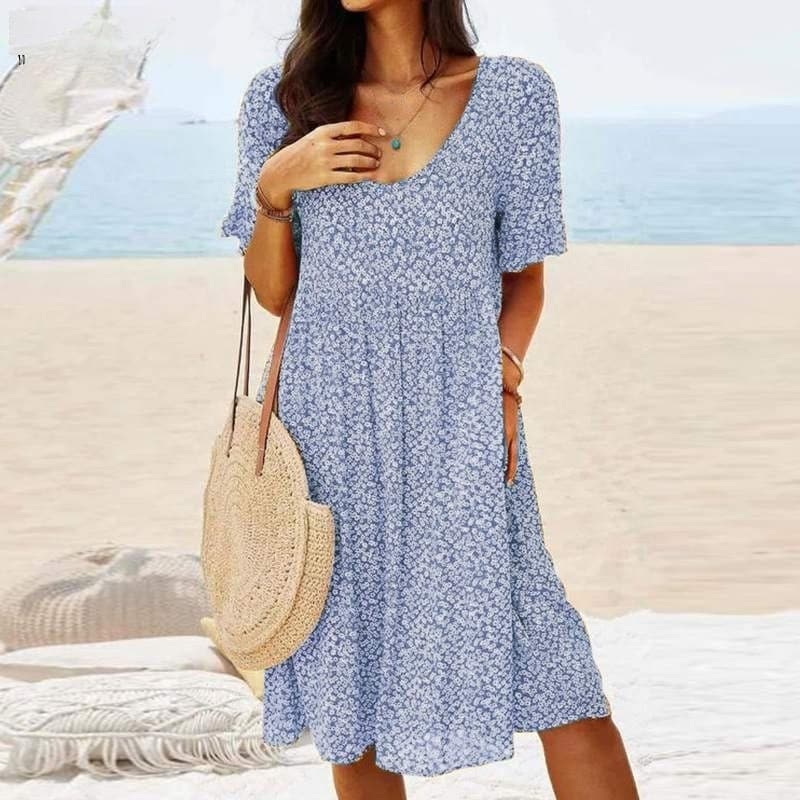 Lina - Robe classique pour femme à col rond