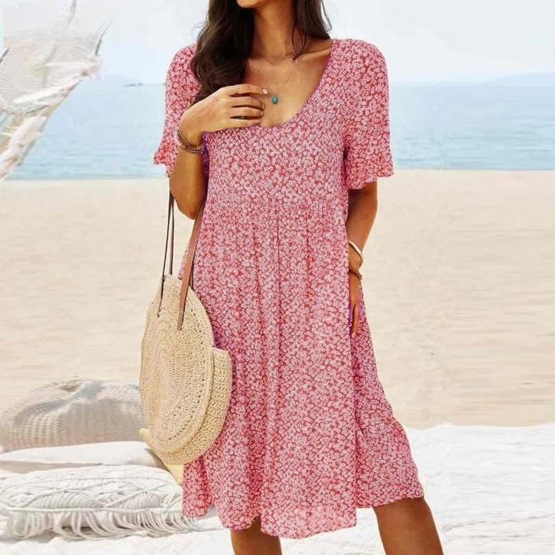 Lina - Robe classique pour femme à col rond