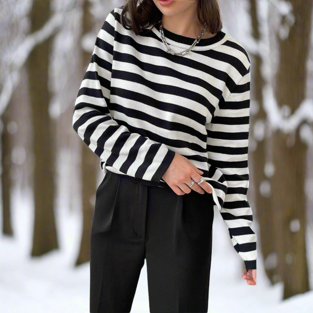 Haut rayé chic, confortable et classique pour femme