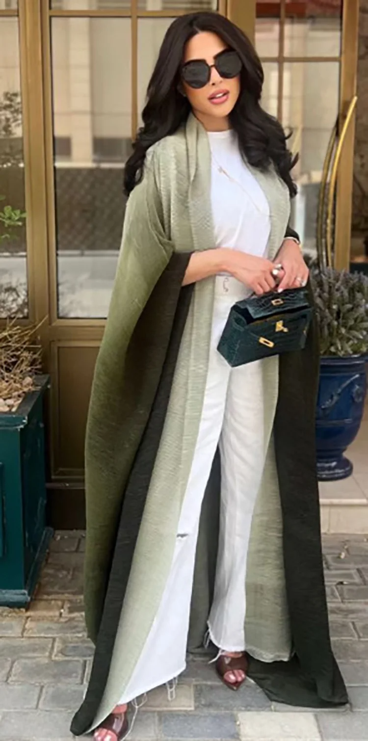 Manteau trench femme – Coupe oversize – Texture plissée – Col châle – Manches chauve-souris