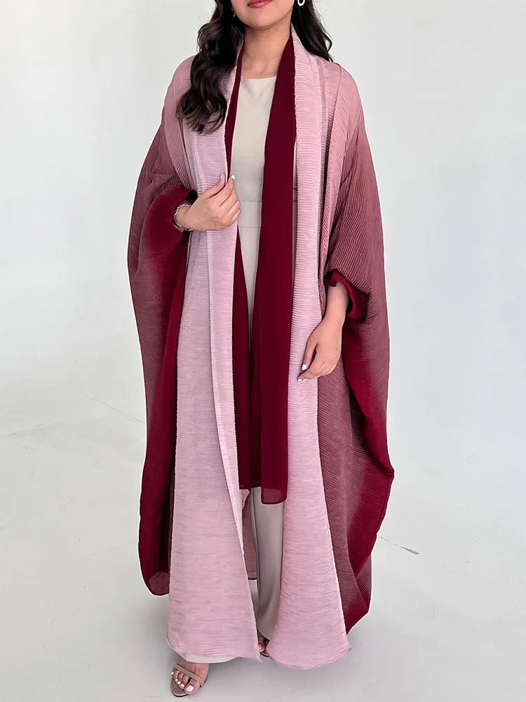 Manteau trench femme – Coupe oversize – Texture plissée – Col châle – Manches chauve-souris