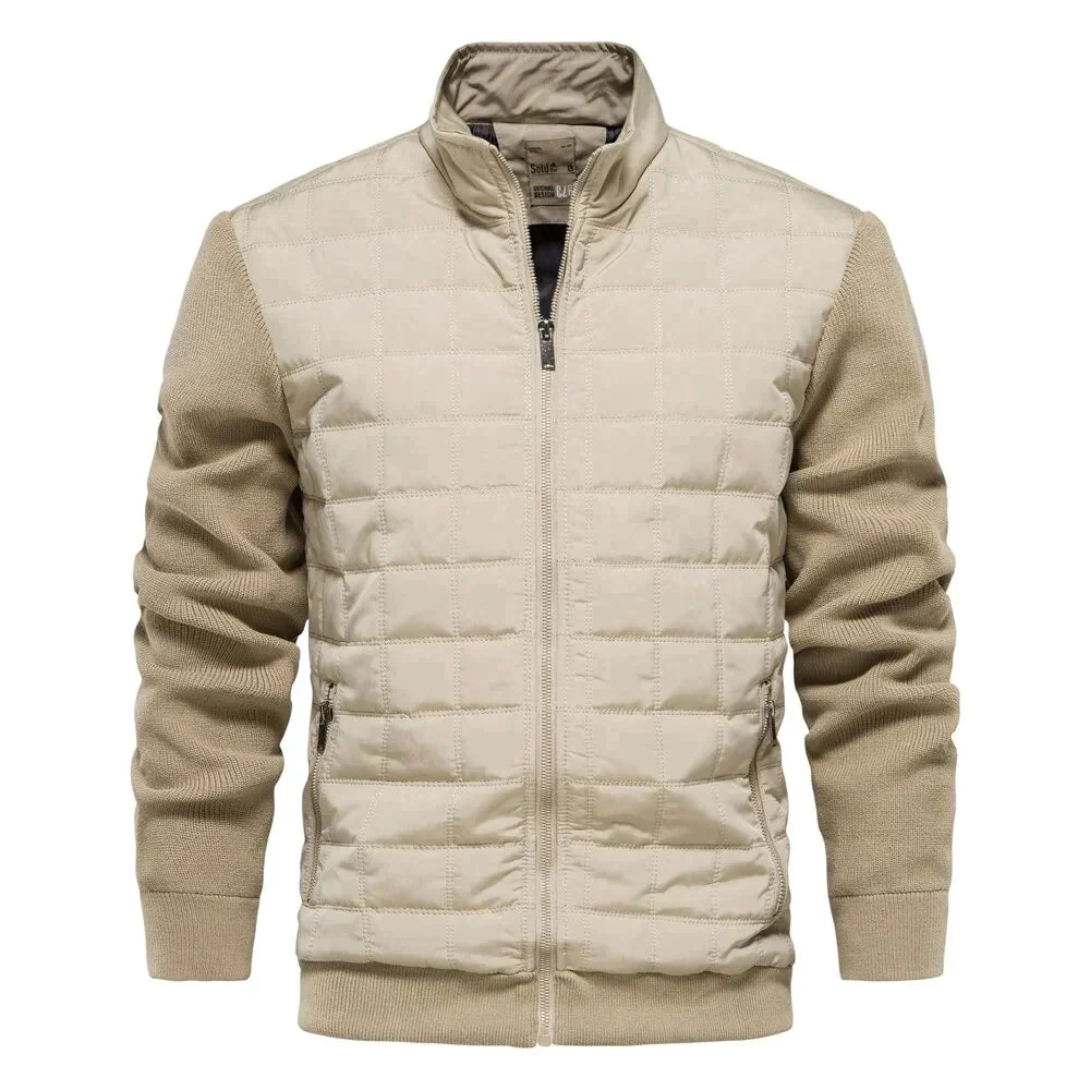 Blouson bomber homme – Coupe moderne – Devant matelassé – Manches en maille – Finition côtelée